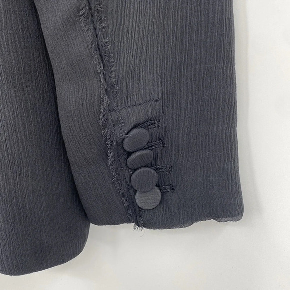 Club Monaco Blazer Womens 0 Gray Silk One Button Front Business Raw Hem - Picture 10 of 12